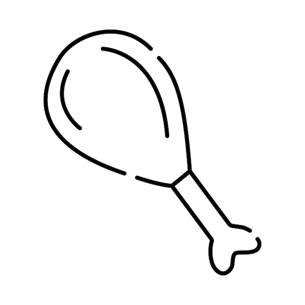 Ilustración de línea vectorial en blanco y negro de muslo de pollo