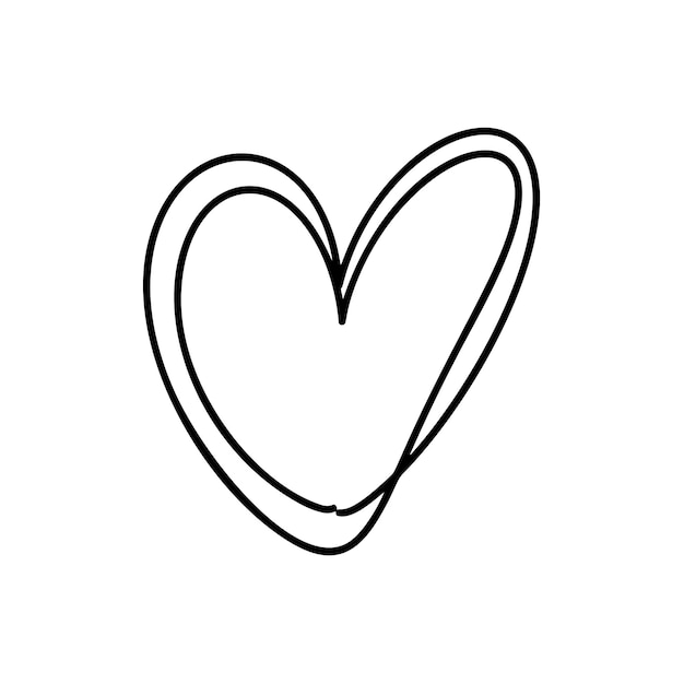 Ilustración de la línea vectorial del corazón Elemento de contorno negro para la tarjeta de cartel del Día de San Valentín