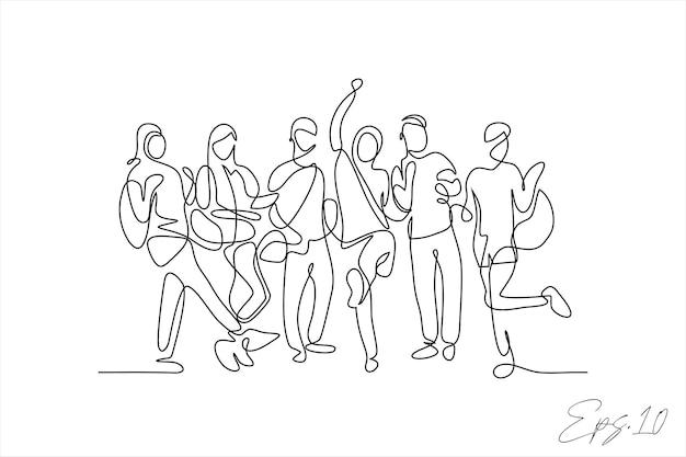 ilustración de línea vectorial de persona de expresión feliz