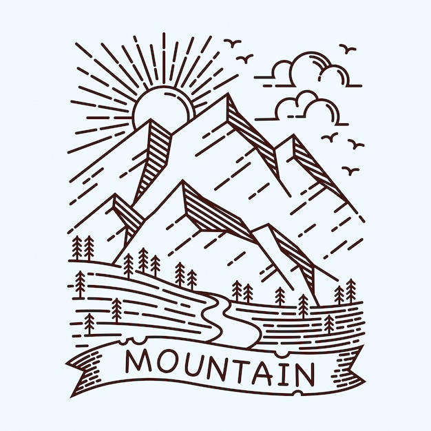 Ilustración de línea de vista a la montaña