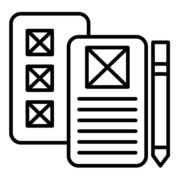 Ilustración de línea de Wireframe de baja fidelidad