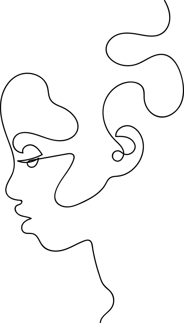 Vector ilustración lineal de la cara de una niñaminimalismo