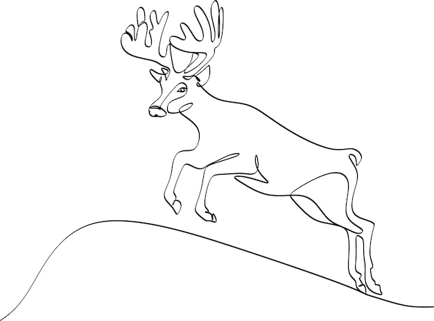 Ilustración lineal del ciervo orgulloso El mundo animal y la naturaleza silvestre