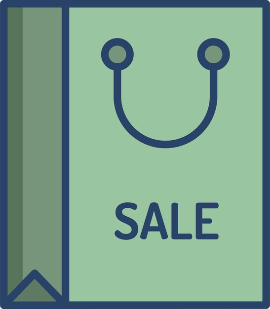 Ilustración lineal en color de la bolsa de compras