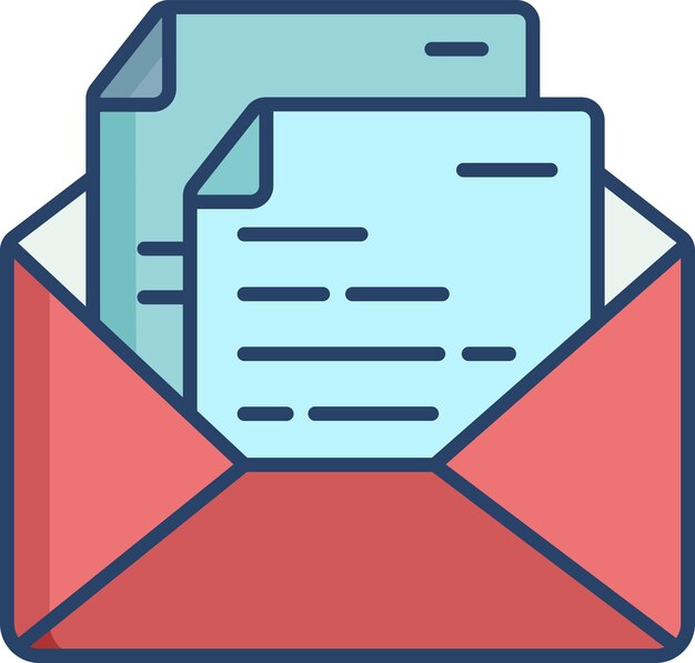 Ilustración lineal en color de la caja de correos