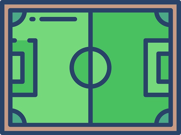 Ilustración lineal en color del campo de fútbol