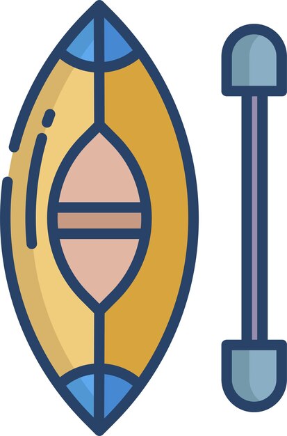 Ilustración lineal en color de la canoa