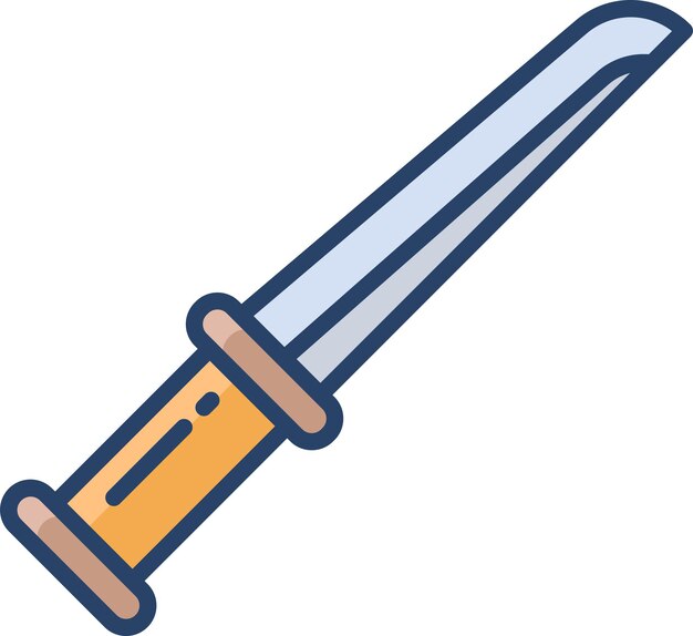 Ilustración lineal en color del cuchillo