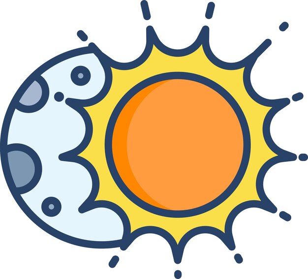 Ilustración lineal en color del eclipse lunar