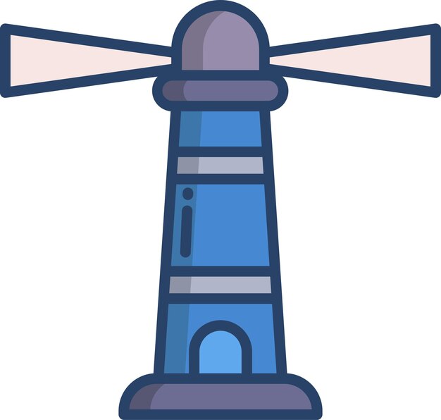 Ilustración lineal en color del faro