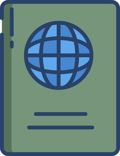 Ilustración lineal en color del pasaporte