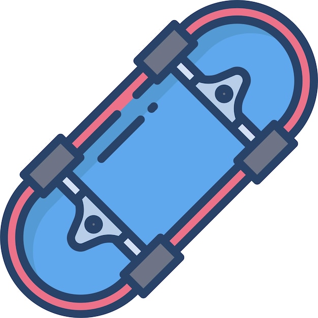 Ilustración lineal en color de la patineta