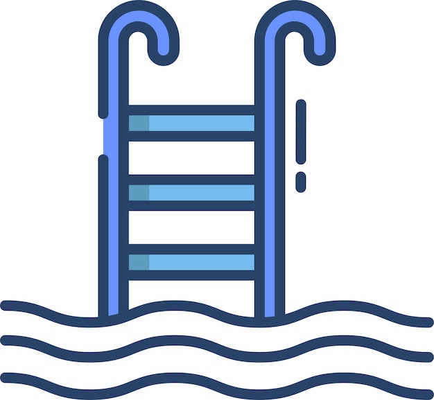 Ilustración lineal en color de la piscina