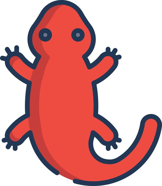 Ilustración lineal en color de la salamandra