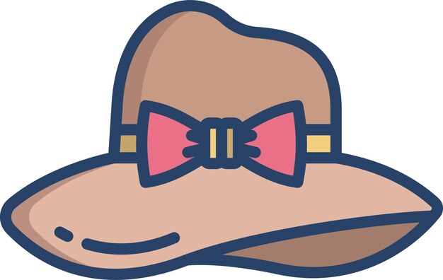 Ilustración lineal en color del sombrero de Pamela