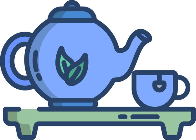 Ilustración lineal en color del té de hierbas