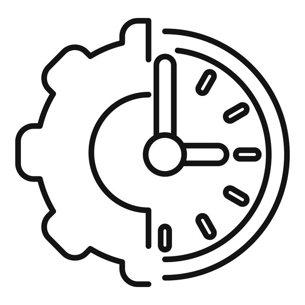 Ilustración lineal de la combinación de engranajes y reloj