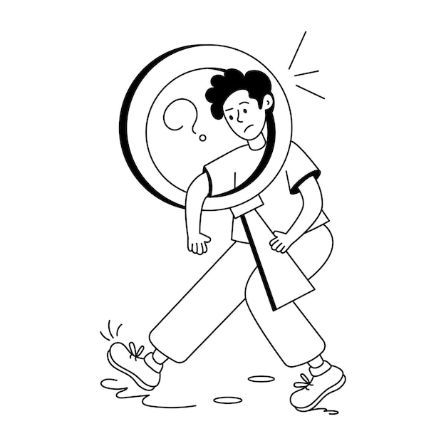 Ilustración lineal premium de persona buscando