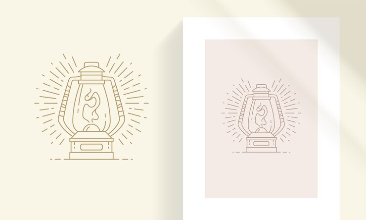 Vector ilustración lineal de silueta de linterna de gas
