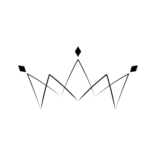 Ilustración lineal vectorial de una corona negra sobre un fondo blanco Icono de la línea del logotipo de la corona