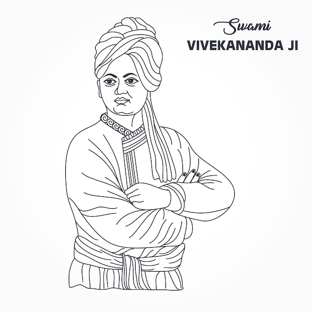 Ilustración de lineart de Swami vivekananda