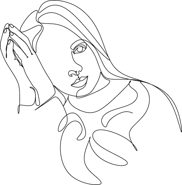 Ilustración de lineart de vector de cabeza de mujer