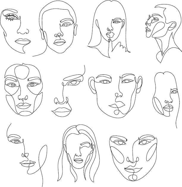 Ilustración de lineart vectorial de cabeza de mujer Dibujo de estilo de una línea Logotipo minimalista de arte lineal de mujer