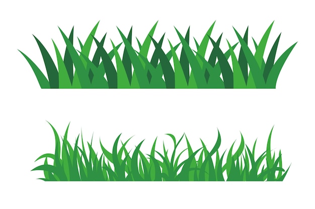 Ilustración de líneas de plantas y arbustos en estilo de dibujos animados con silueta de hierba verde para el vector agrícola