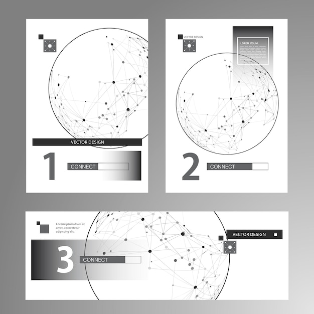 Ilustración de líneas tecnología de red Esfera vectorial técnica Líneas de conexión con puntos Fondo vectorial
