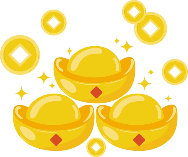 Ilustración de los lingotes de oro de las vacaciones del Año Nuevo Chino