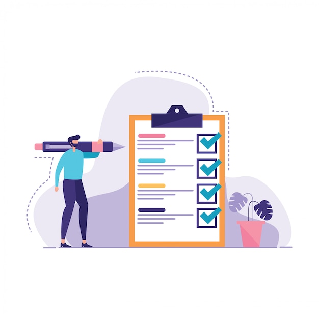 Ilustración de lista marcada de Businesman