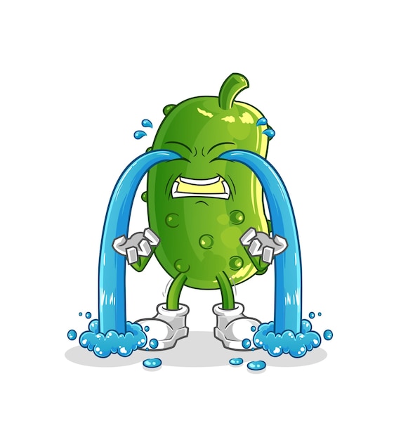 ilustración llorando de pepino. vector de caracteres