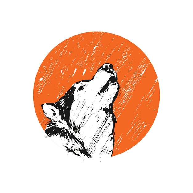 Vector ilustración de lobo aullando