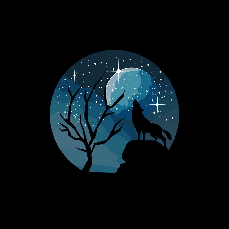 Vector ilustración de lobo de círculo