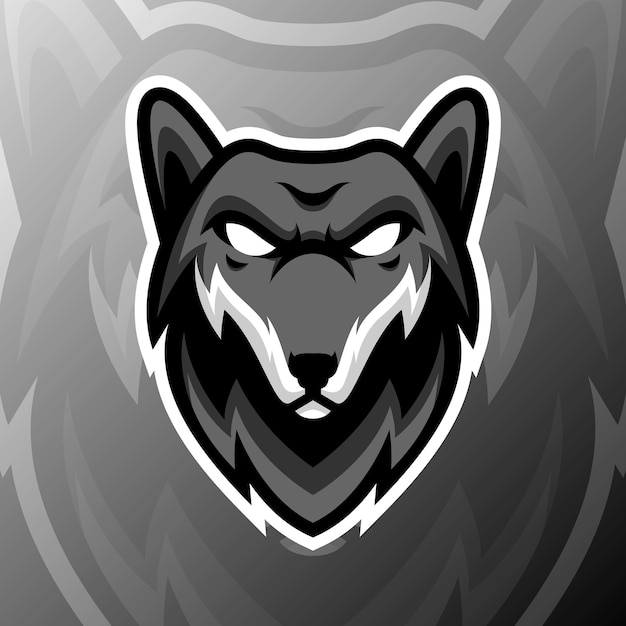 ilustración de un lobo en estilo de logotipo de esport