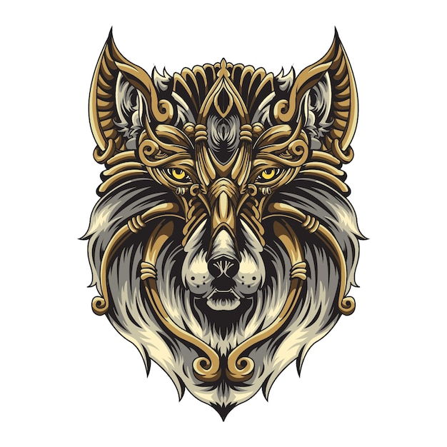 Ilustración de lobo ornamental