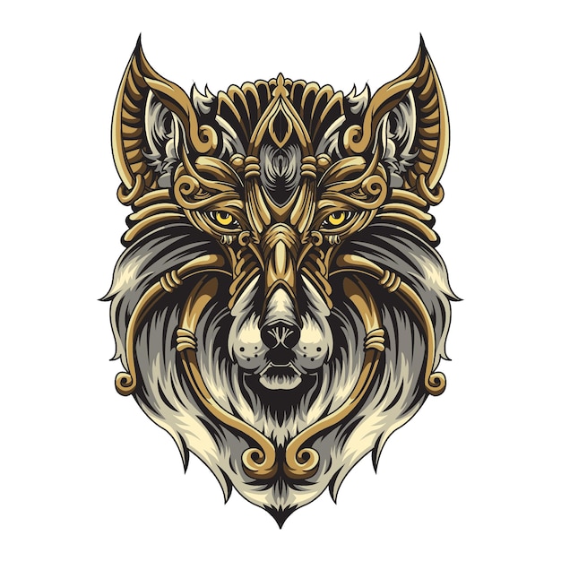 Ilustración de lobo ornamental