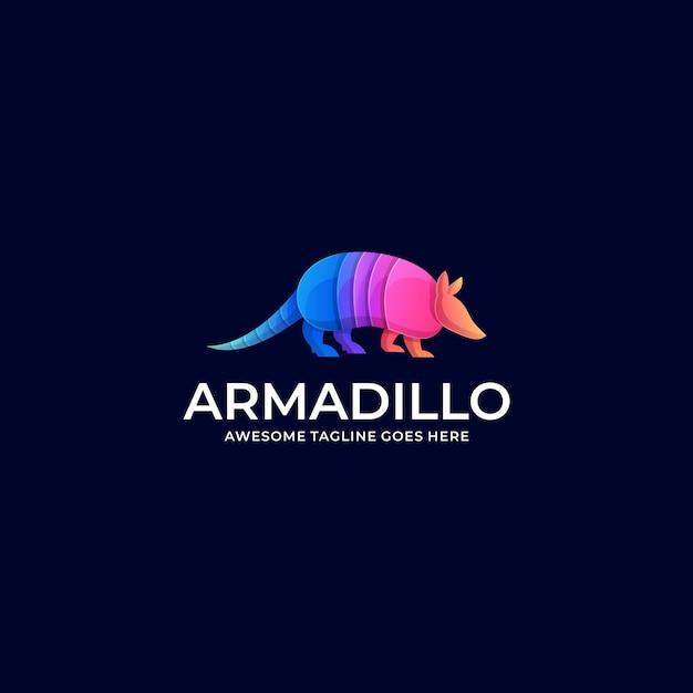 Ilustración Logo Armadillo Caminando Con Gradiente Colorido