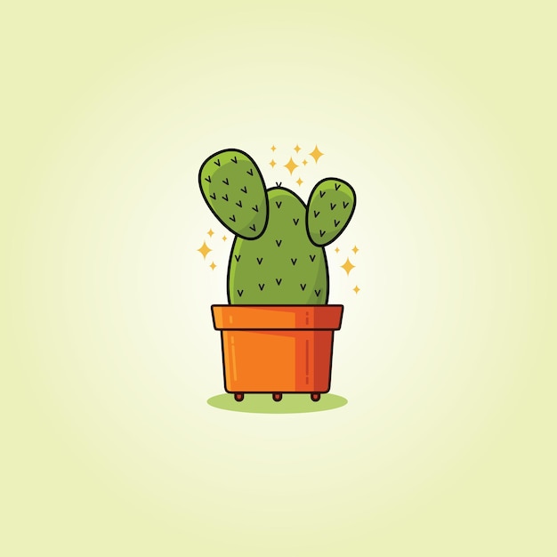 Ilustración de logo de cactus lindo