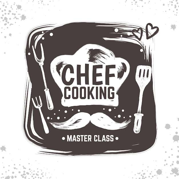 Ilustración de logo de doodle de cocinero