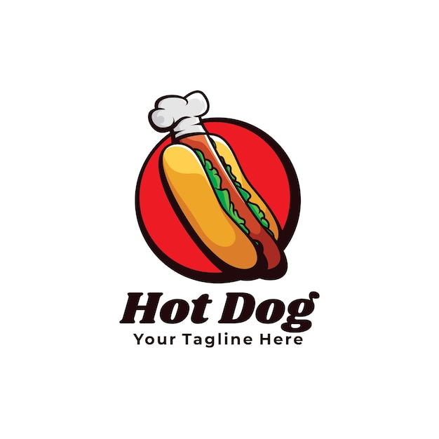 Ilustración de logo de hot dog de chef