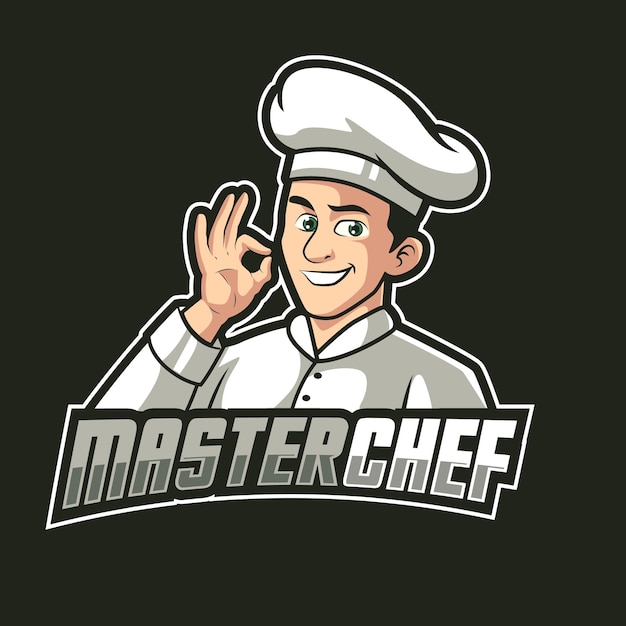 Ilustración del logo de la mascota del maestro chef