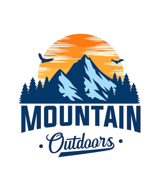 Ilustración de un logo de montaña