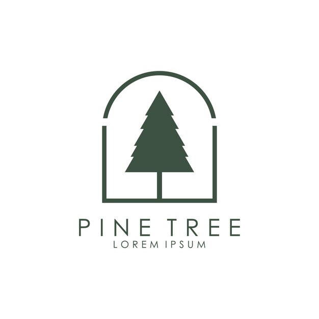 Ilustración de logotipo abstracto de un pino