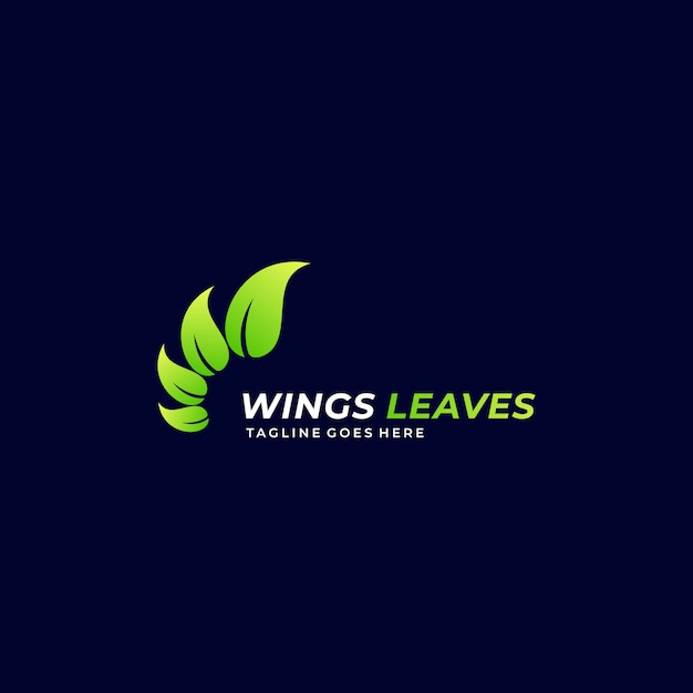 Ilustración Logotipo Con Ala Hojas Gradiente Colorido