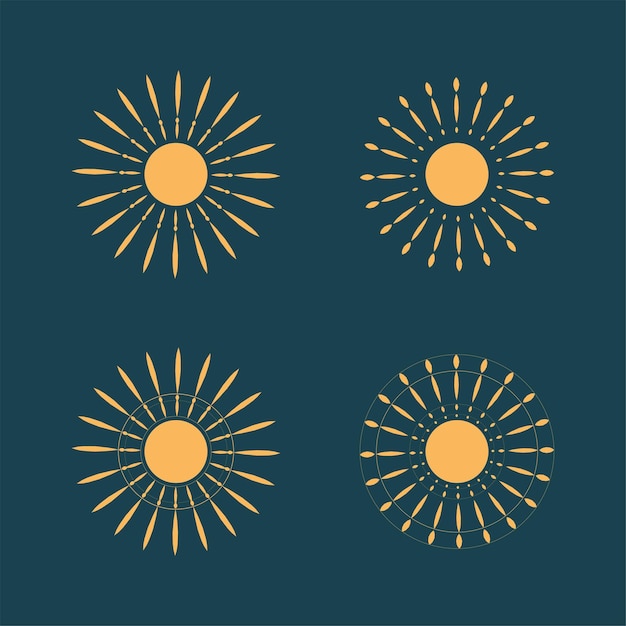 Vector ilustración de logotipo de amanecer místico boho