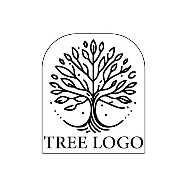 Ilustración del logotipo del árbol dibujado a mano