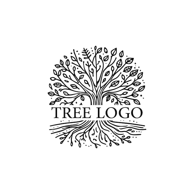 Ilustración del logotipo del árbol dibujado a mano