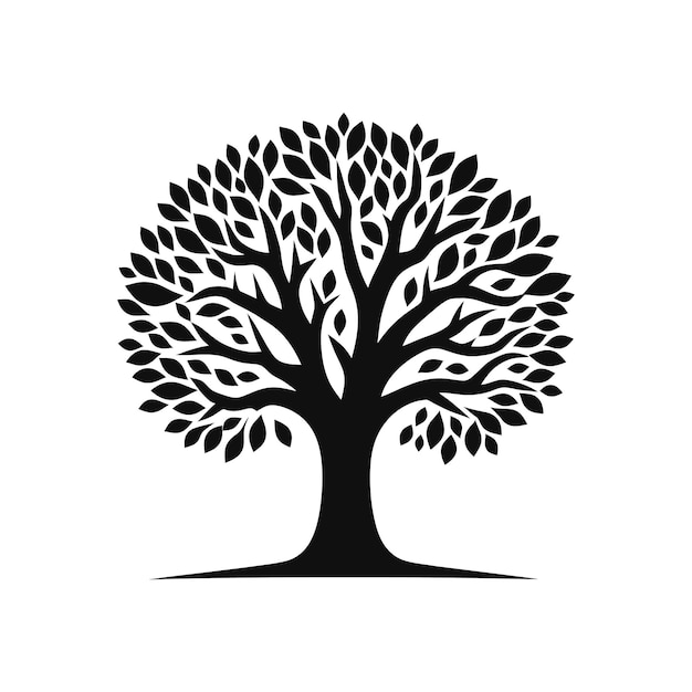 Ilustración del logotipo del árbol de roble Silueta vectorial de un árbol