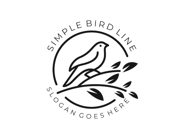 Vector ilustración de logotipo de arte de línea simple de naturaleza de pájaro